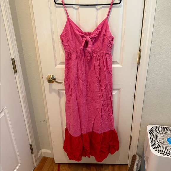 Tabitha Brown for Target Pink Bow—Front Cotton Dress - Picture 1 of 3